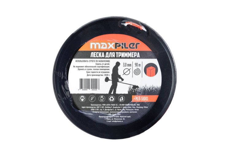 Леска триммерная MAXPILER MLB-33001 3.0мм*90м, квадрат