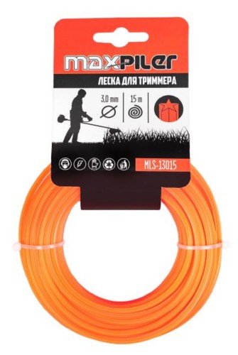 Леска триммерная MAXPILER MLS-13015 3.0мм*15м, звезда