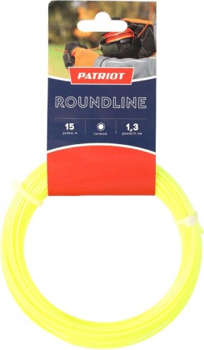 Леска триммерная PATRIOT 1,3 мм/ 15 м Standart круглая, желтая 805201000