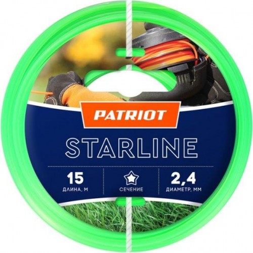 Леска триммерная PATRIOT 2,4 мм /15 м Starline  звезда 805201061
