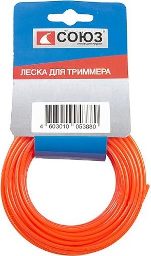 Леска триммерная СОЮЗ ТЛ3535-2.0-4-30 d=2.0мм, l=30см, квадрат, красный, нарезанная, 30ш