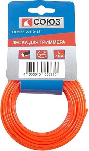 Леска триммерная СОЮЗ ТЛР-2.4-0-15 d=2.4 мм, l=15 м, круг