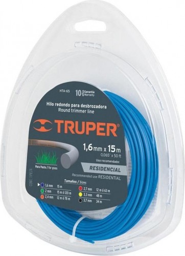 Леска триммерная TRUPER HTA-65 диаметр 1,6 мм, длина 15 м, круглое сечение 17605