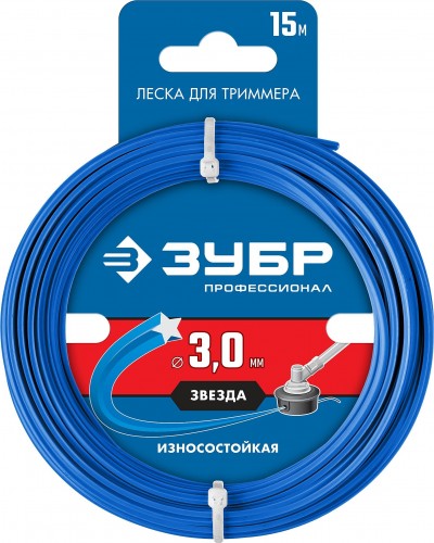 Леска триммерная ЗУБР Профессионал Звезда 3.0 мм 15 м 71020-3.0