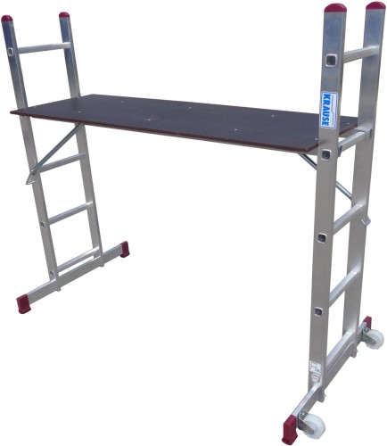 Лестничные подмости KRAUSE CORDA 2х5 с одной парой роликов 080042