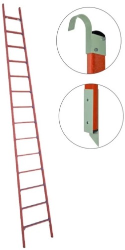 Лестница приставная стеклопластиковая Антиток ЛСПД-5,0 ЕМГК (евро, мягкий грунт, крюки) 471571