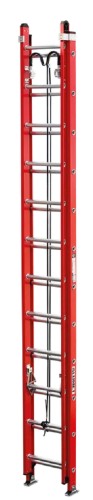 Лестница приставная стеклопластиковая АЛЮМЕТ FGS224 двухсекционная 2х12 выдвижная с тросом, крюками FGS224