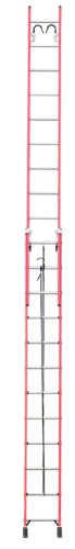 Лестница приставная стеклопластиковая АЛЮМЕТ FGS224 двухсекционная 2х12 выдвижная с тросом, крюками FGS224 - изображение 4