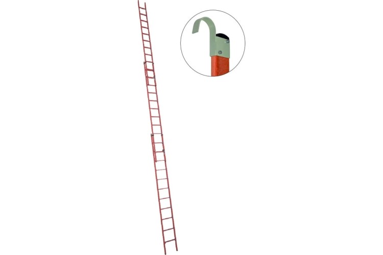 Лестница приставная стеклопластиковая раздвижная Антиток ЛСПРД-9,0 ЕК (евро, крюки) 471581