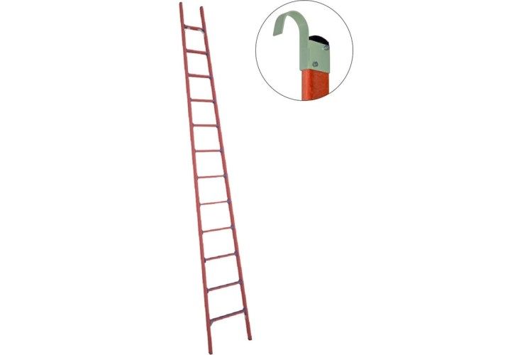 Лестница приставная стеклопластиковая Антиток ЛСПД-4,5 ЕК (евро, крюки) 471569