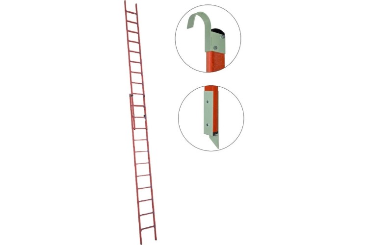 Лестница приставная стеклопластиковая раздвижная Антиток ЛСПРД-7,0 ЕМГК (евро, мягкий грунт, крюки) 471580