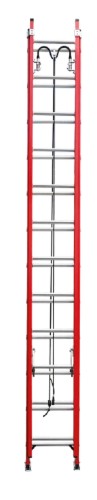 Лестница приставная стеклопластиковая АЛЮМЕТ FGS224 двухсекционная 2х12 выдвижная с тросом, крюками FGS224 - изображение 2