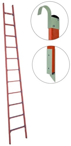 Лестница приставная стеклопластиковая Антиток ЛСПД-4,0 ЕМГК (евро, мягкий грунт, крюки) 471566
