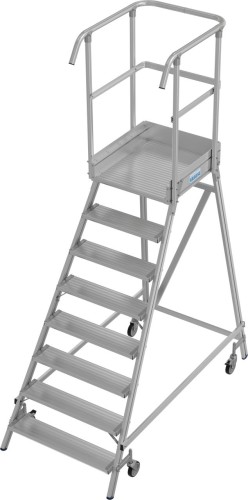 Лестница с платформой KRAUSE STABILO 8 ступеней, передвижная, ограждение 1,1 м 821188