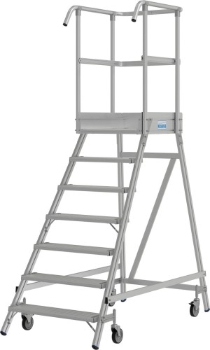 Лестница с платформой KRAUSE STABILO 7 ступеней, передвижная, ограждение 1,1 м 821171