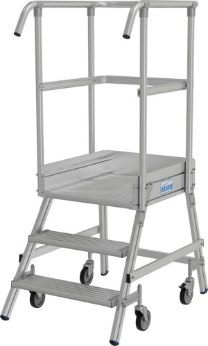 Лестница с платформой KRAUSE STABILO 3 ступени, передвижная, ограждение 1,1 м 821133