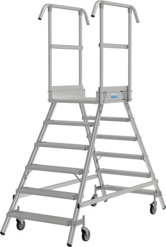 Лестница с платформой KRAUSE STABILO 6 ступеней, передвижная, двухсторонняя, ограждение 1,0 м 821225