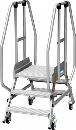 Лестница с платформой KRAUSE STABILO 3 ступени, передвижная, двухсторонняя, ограждение 1,1 м 820730