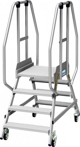 Лестница с платформой KRAUSE STABILO 4 ступени, передвижная, двухсторонняя, ограждение 1,1 м 820747