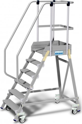 Лестница с платформой KRAUSE STABILO 6 ступеней, передвижная, ограждение 1,1 м 820662