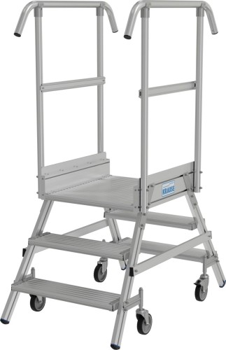 Лестница с платформой KRAUSE STABILO 3 ступени, передвижная, двухсторонняя, ограждение 1.0 м 821195