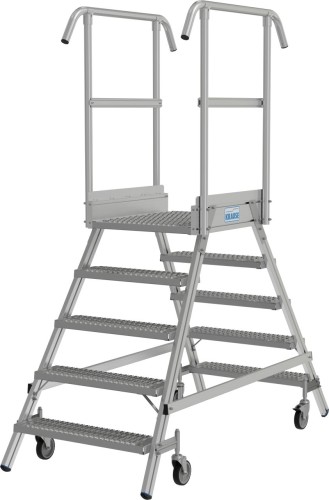 Лестница с платформой KRAUSE STABILO R13 5 перфорированных ступеней, передвижная, двухсторонняя 821454 - изображение 2