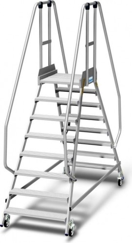 Лестница с платформой KRAUSE STABILO 8 ступеней, передвижная, двухсторонняя, ограждение 1,1 м 820785