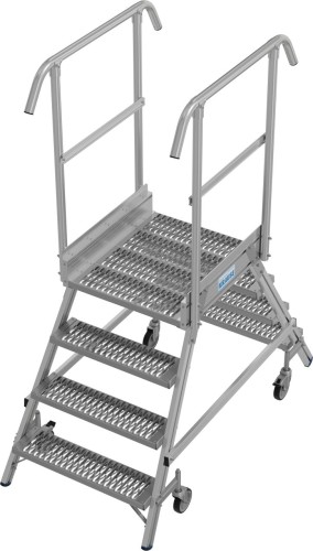 Лестница с платформой KRAUSE STABILO R13 4 перфорированных ступени, передвижная, двухсторонняя 821447 - изображение 2
