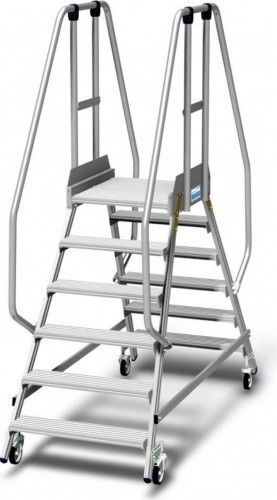 Лестница с платформой KRAUSE STABILO 6 ступеней, передвижная, двухсторонняя, ограждение 1,1 м 820761