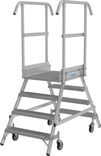 Лестница с платформой KRAUSE STABILO R13 4 перфорированных ступени, передвижная, двухсторонняя 821447