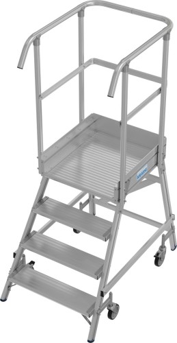Лестница с платформой KRAUSE STABILO 4 ступени, передвижная, ограждение 1,1 м 821140