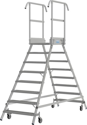 Лестница с платформой KRAUSE STABILO R13 8 перфорированных ступеней, передвижная, двухсторонняя 821485