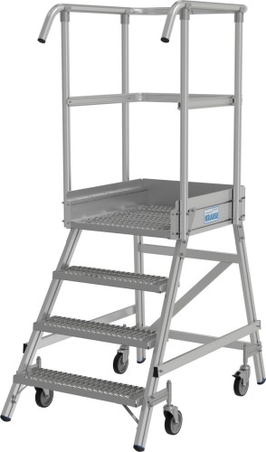 Лестница с платформой KRAUSE STABILO R13 4 перфорированных ступени, передвижная 821386