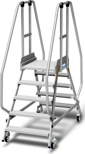 Лестница с платформой KRAUSE STABILO 5 ступеней, передвижная, двухсторонняя, ограждение 1,1 м 820754