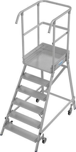 Лестница с платформой KRAUSE STABILO 6 ступеней, передвижная, ограждение 1,1 м 821164