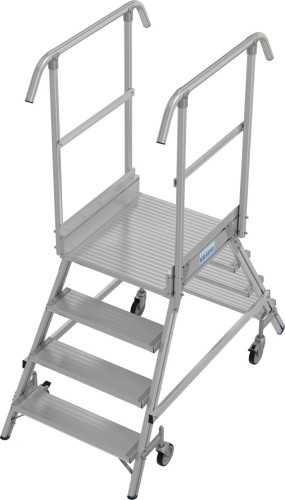 Лестница с платформой KRAUSE STABILO 4 ступени, передвижная, двухсторонняя, ограждение 1,0 м 821201 - изображение 2