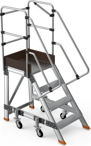 Лестница с платформой Sarayli 4 ступени, с колесами, на амортизаторах 8703-Y