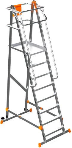 Лестница с платформой Sarayli 8 ступеней, складная, на колесах 8107