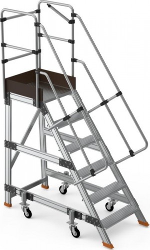 Лестница с платформой Sarayli 6 ступеней, с колесами, на амортизаторах 8705-Y