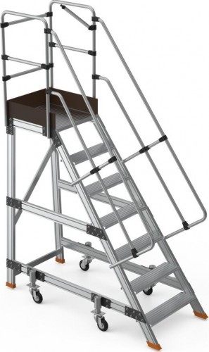 Лестница с платформой Sarayli 7 ступеней, с колесами, на амортизаторах 8706-Y