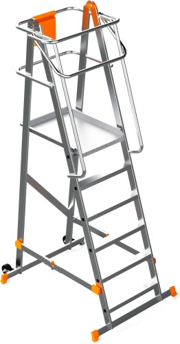 Лестница с платформой Sarayli 6 ступеней, складная, на колесах 8105