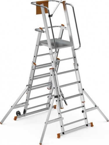 Лестница с платформой Sarayli 2x5 двухсторонняя, складная, на колесах 8104-C