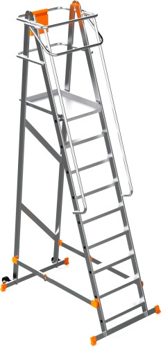 Лестница с платформой Sarayli 9 ступеней, складная, на колесах 8108