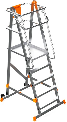 Лестница с платформой Sarayli 5 ступеней, складная, на колесах 8104