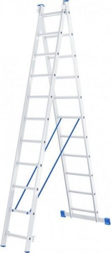 Лестница-стремянка двухсекционная СИБРТЕХ 2х11 ступеней алюминиевая 97911