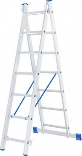 Лестница-стремянка двухсекционная СИБРТЕХ 2х7 ступеней алюминиевая 97907