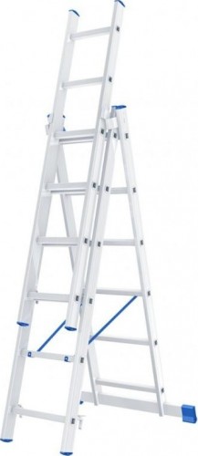 Лестница-стремянка трехсекционная СИБРТЕХ 3х6 ступеней алюминиевая 97816