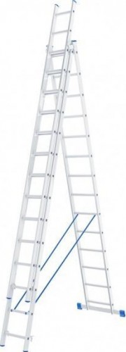 Лестница-стремянка трехсекционная СИБРТЕХ 3х14 ступеней алюминиевая 97824