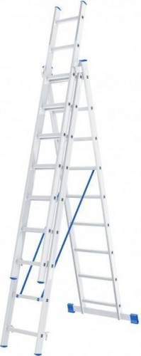 Лестница-стремянка трехсекционная СИБРТЕХ 3х9 ступеней алюминиевая 97819