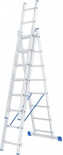 Лестница-стремянка трехсекционная СИБРТЕХ 3х8 ступеней алюминиевая 97818